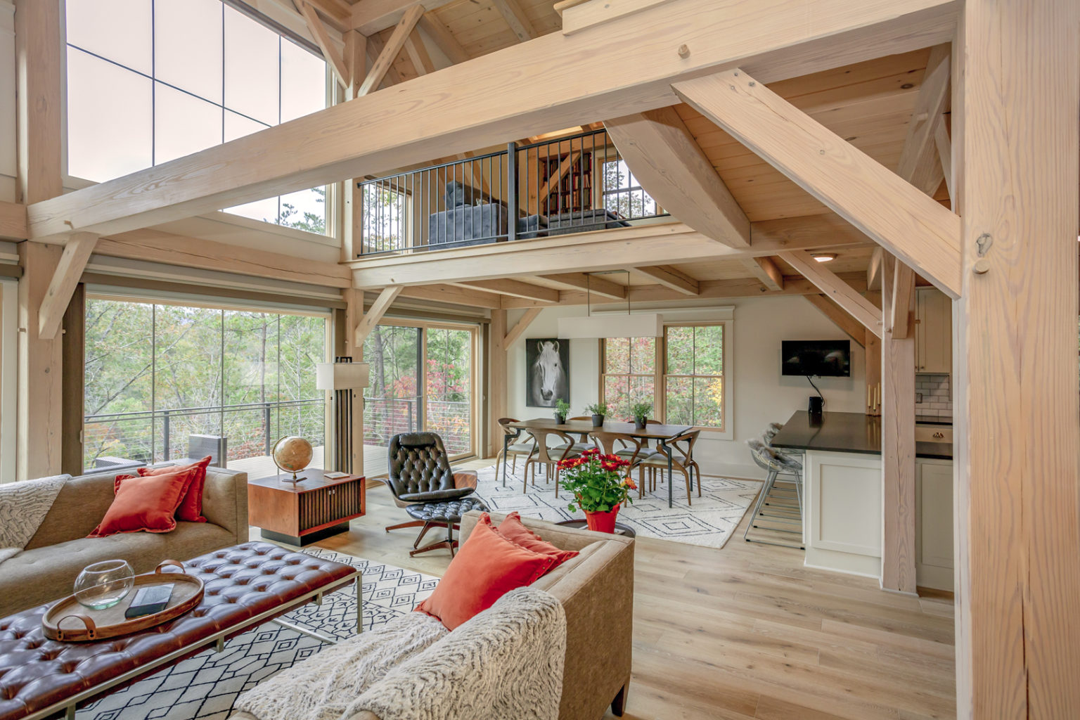 Timber Frame Great Room by Woodhouse, The Timber Frame Company