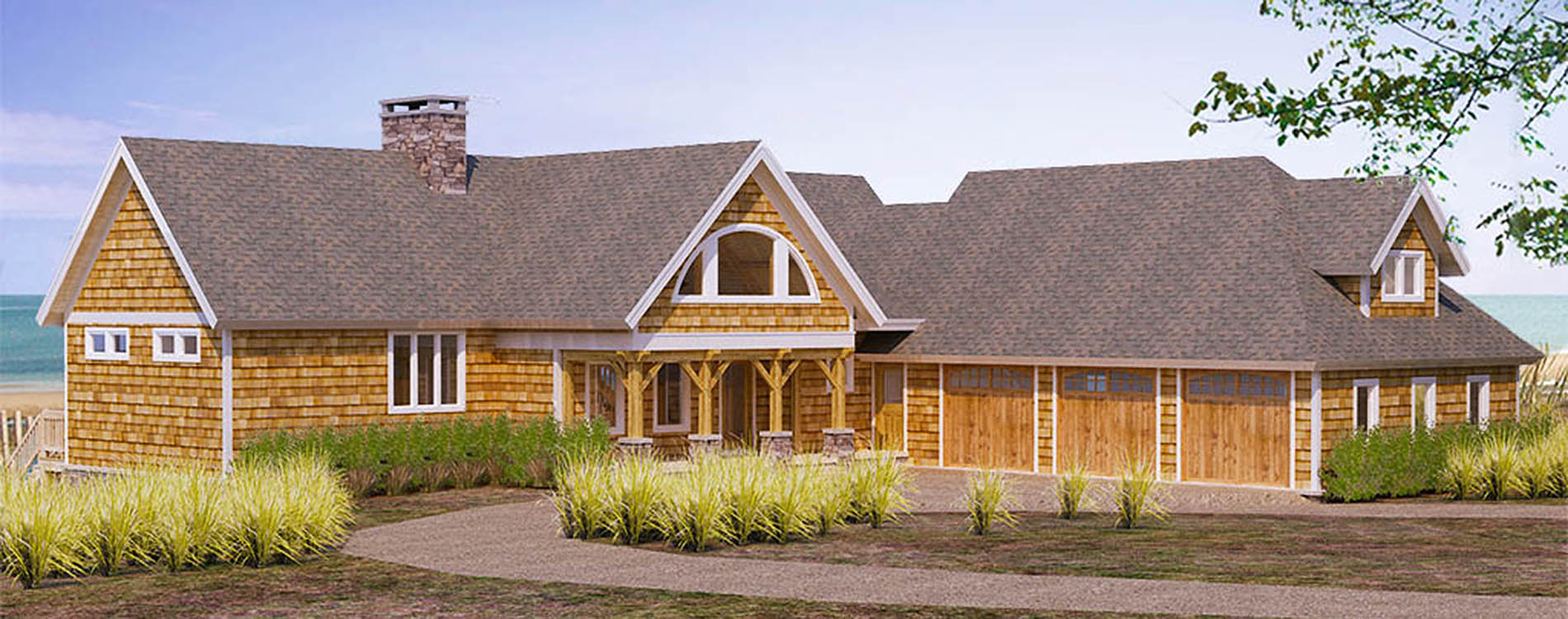 Coastal Timber Frame Home Plan by Woodhouse