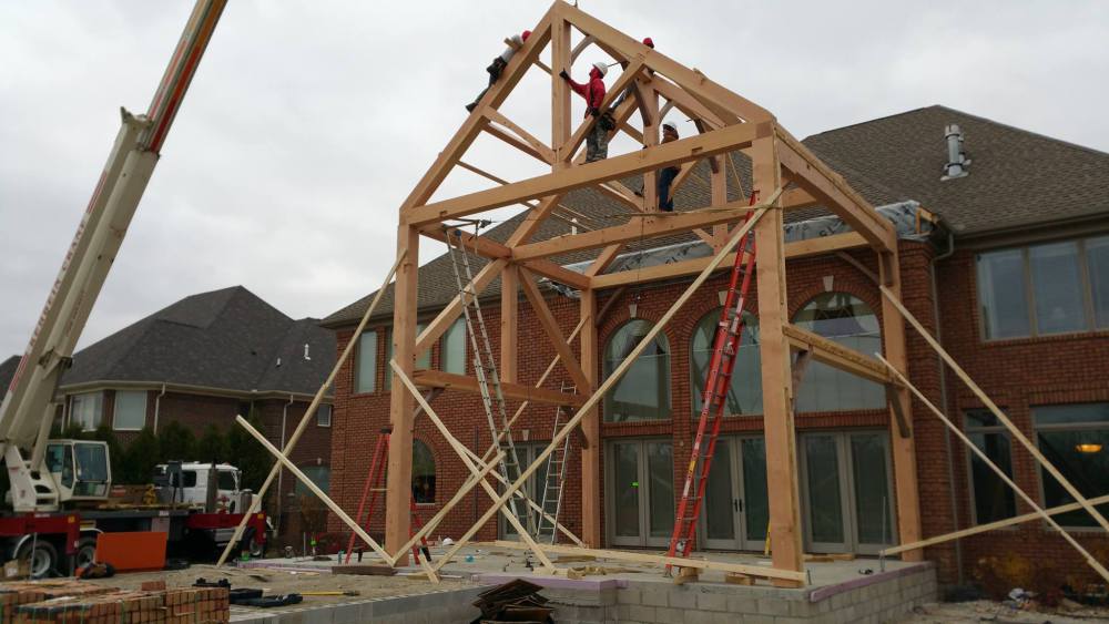Michigan Timber Frame Raising by Woodhouse, the Timber Frame Company