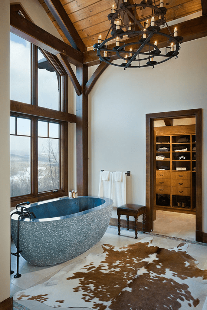 Custom Timber Frame Bathroom by Woodhouse, The Timber Frame Company 