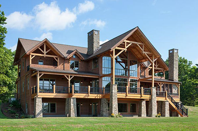 GreatCamp Eastern White Pine Timber Frame Home in Lawrenceville PA