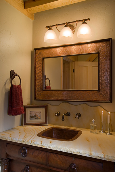 SummitView Southern Yellow Pine Timber Frame Bathroom in Breckenridge CO