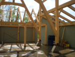 Interior view with timber frame shell up.