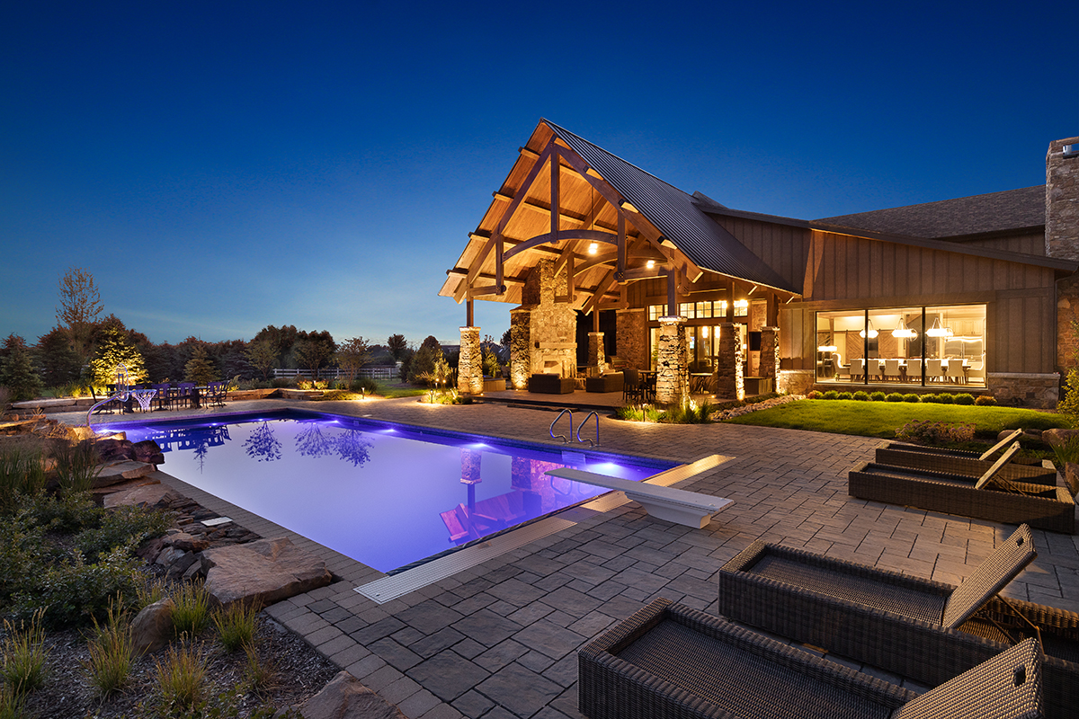 Exterior of a custom timber frame home