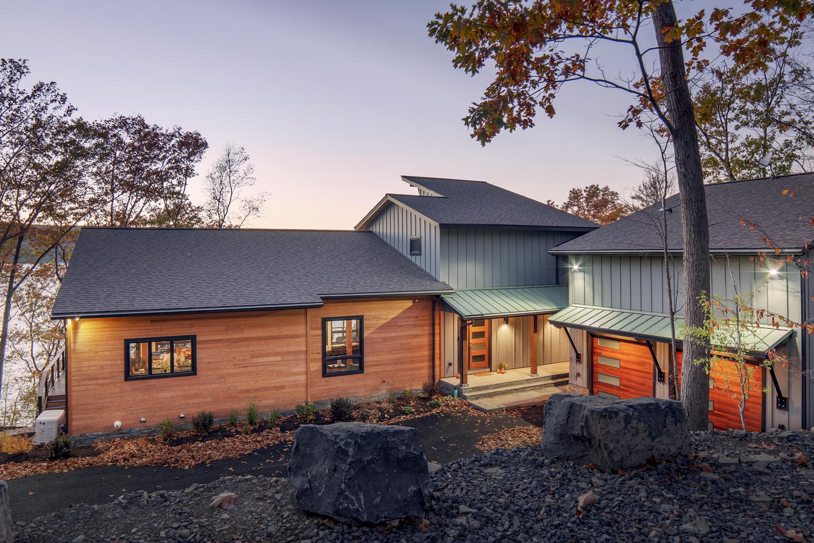 A contemporary lakeside home in New York