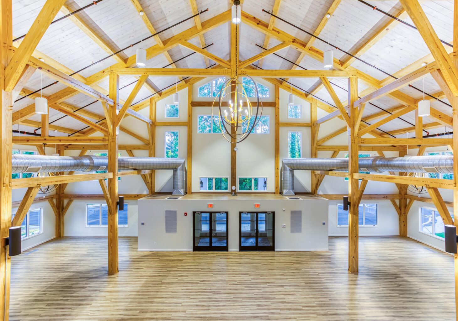 Custom Modern Timber Frame Event Venue by Woodhouse, The Timber Frame Company