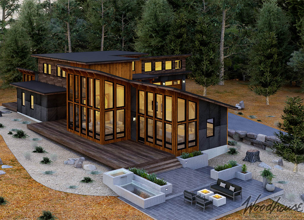 Mountain Modern Timber Frame Home - Panorama