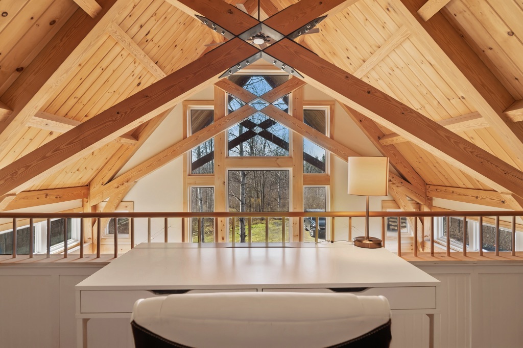 Work-from-Home Timber Frame Loft by Woodhouse, the Timber Frame Company