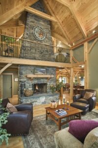 Timber Frame Lake Home in Finger Lakes NY-Great Room 2