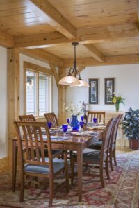 Timber Frame Lake Home in Finger Lakes NY-Dining Room