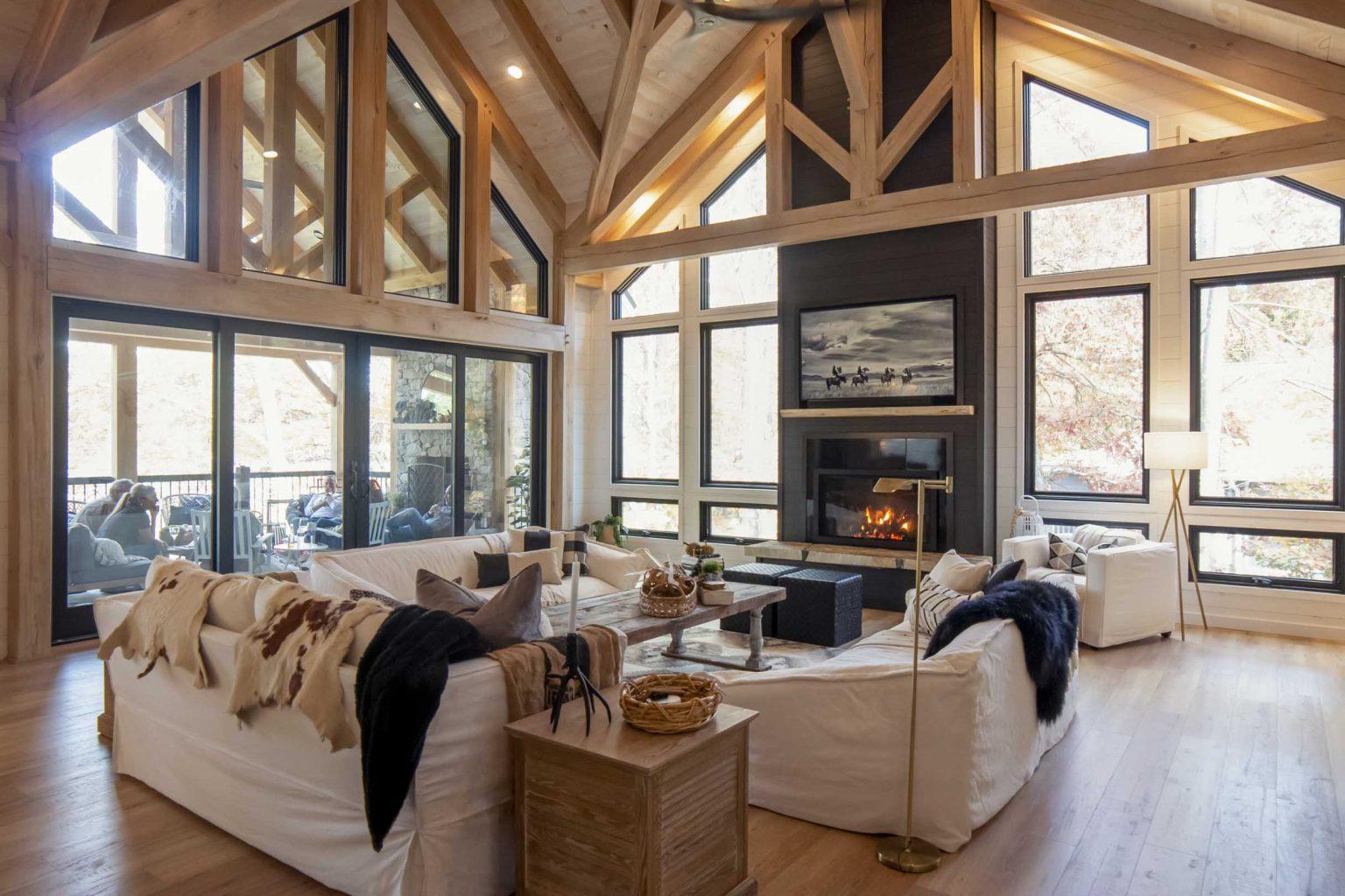 Timber Frame Living Room by Woodhouse, The Timber Frame Company