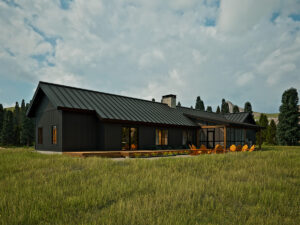 3D rendering of BigSkyEscape timber frame home design exterior