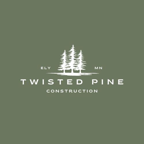 Illustrated trees above the text, "Twisted Pine Construction."