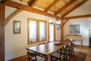 A timber framed dining room.